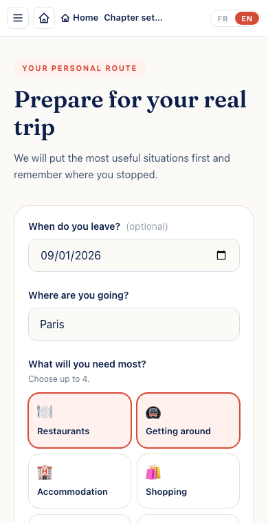 Création du parcours de voyage personnalisé