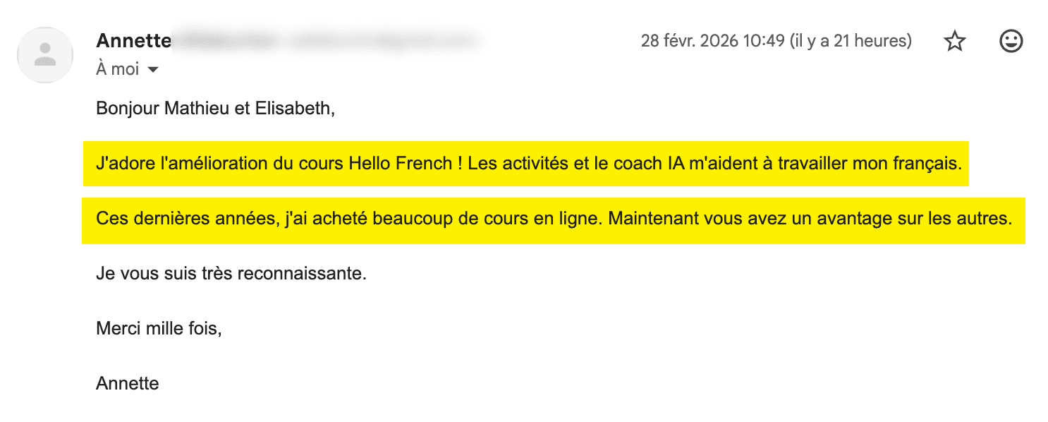 Email d'Annette