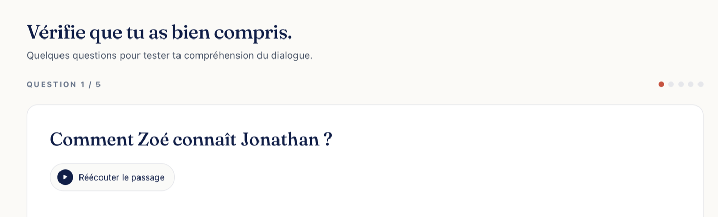 Quiz de compréhension à choix multiples