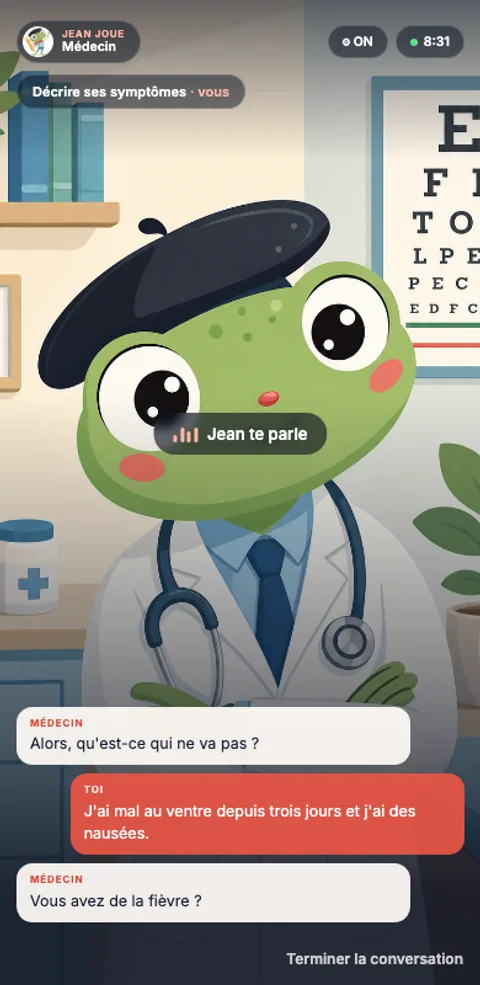 A conversation with Jean playing the doctor, on a phone